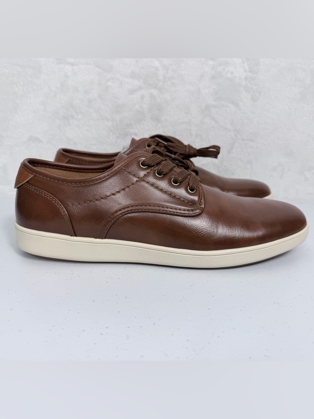 Steve Madden Fenta Men's Sz 10.5 M Casual Faux Leather Lace-Up Dress Shoes Brown